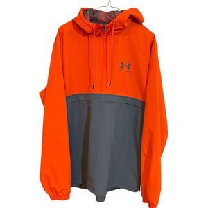 Under Armour Bright Orange and Gray Pullover Hoodie Windbreaker Jacket L